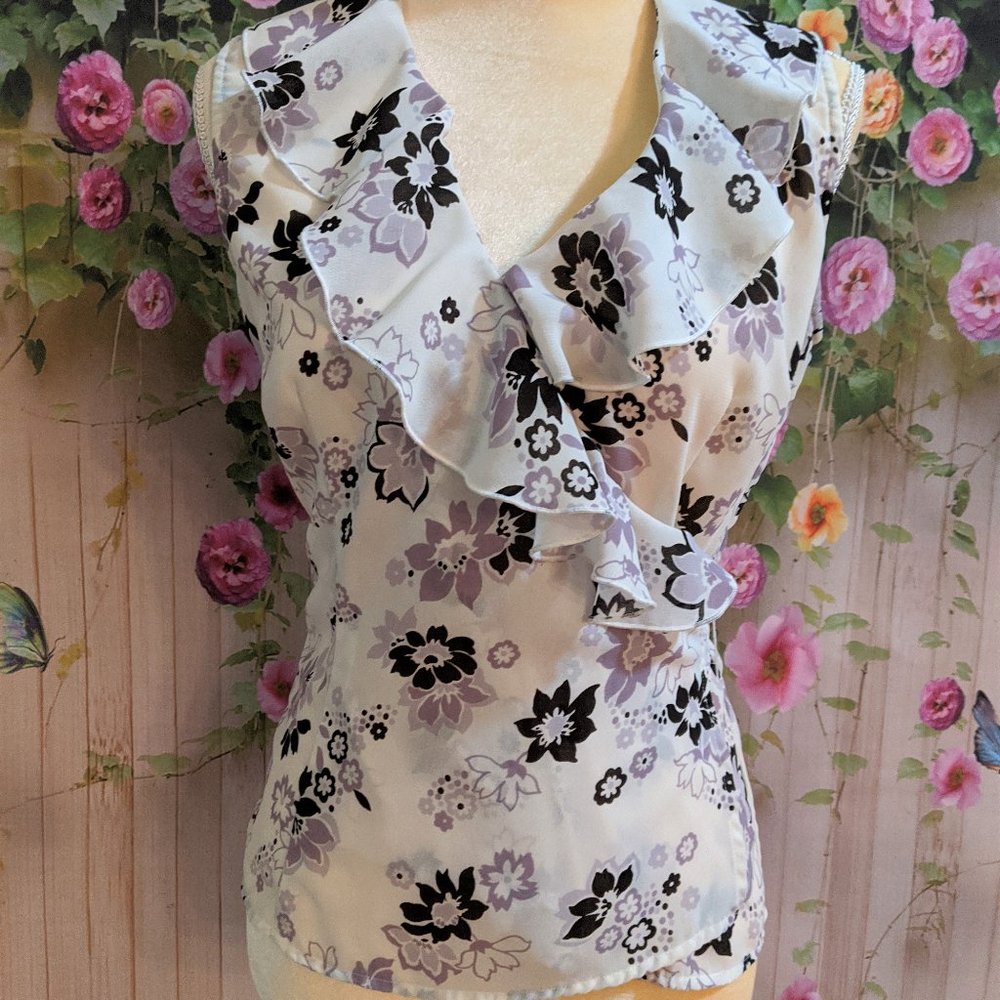 New York & Company Ruffled Blouse Sz XS